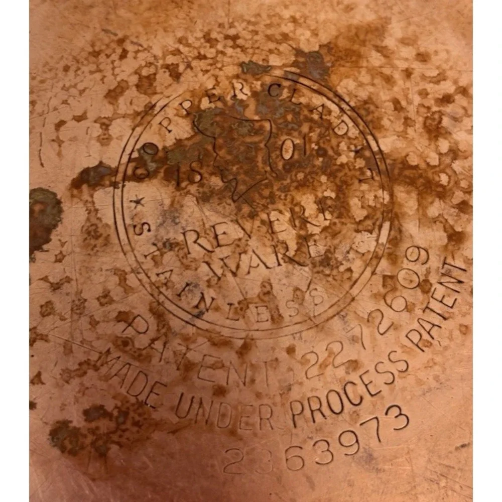 REVERE WARE 8 Qt Stock Pot Bail Handle No Lid Copper Bottom Pre-1968 USA Vtg